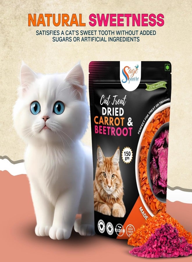Sage Square Cat Dried Carrot & Beetroot Flakes Treats - Natural, Healthy & Tasty Snacks | Rich in Fiber & Vitamins | No Artificial Preservatives | Low Fat, Digestible | for Training, Chewing | 150g - Image 4